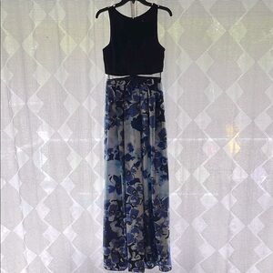 Black and Blue Floral Maxi Dress